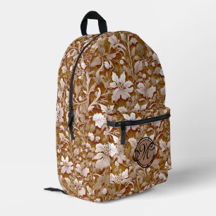 Terracotta Burnt Orange Modern botanical Boho Printed Backpack