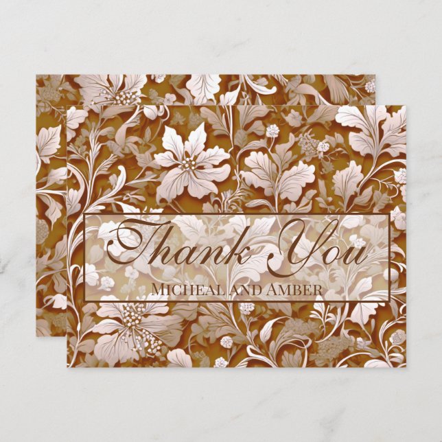 Terracotta Burnt Orange Modern botanical Boho Thank You Card (Front/Back)