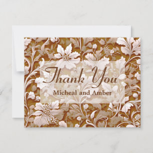 Terracotta Burnt Orange Modern botanical Boho Thank You Card