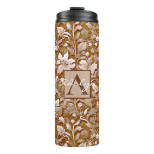 Terracotta Burnt Orange Modern botanical Boho Thermal Tumbler