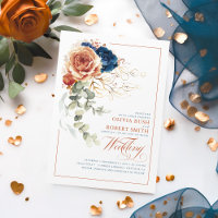Terracotta Burnt Orange Navy Blue Floral Wedding