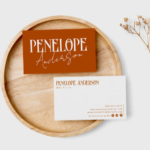 Terracotta Burnt Orange Neutral Modern Boho Business Card