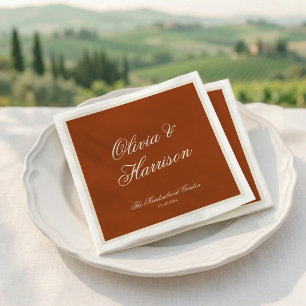 Terracotta Burnt Orange Old Money Wedding Napkins