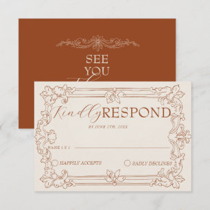 Terracotta Burnt Orange Romantic Boho Wedding RSVP Card