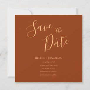Terracotta Burnt Orange Save The Date Invitation