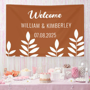 Terracotta Burnt Orange Simple Modern Wedding Banner
