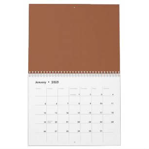 Terracotta Burnt Orange Solid Colour  Calendar