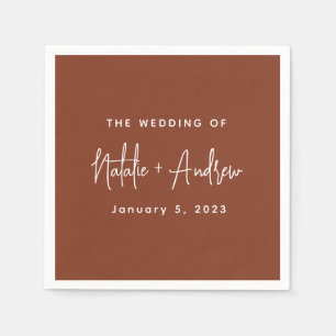 Terracotta Burnt Umber Classic Script Wedding Napkin