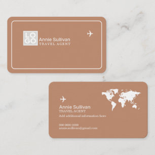 Terracotta Business Card with Travel Agency Logo