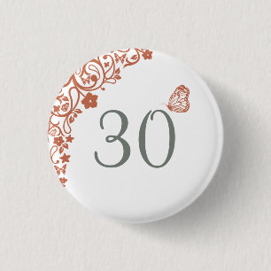 Terracotta Butterfly Garden Script Number / Age 3 Cm Round Badge