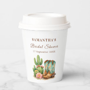 Terracotta Cactus Arizona Cowgirl Bridal Shower Paper Cups
