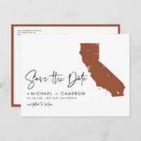 Terracotta California Map QR Code Save the Date