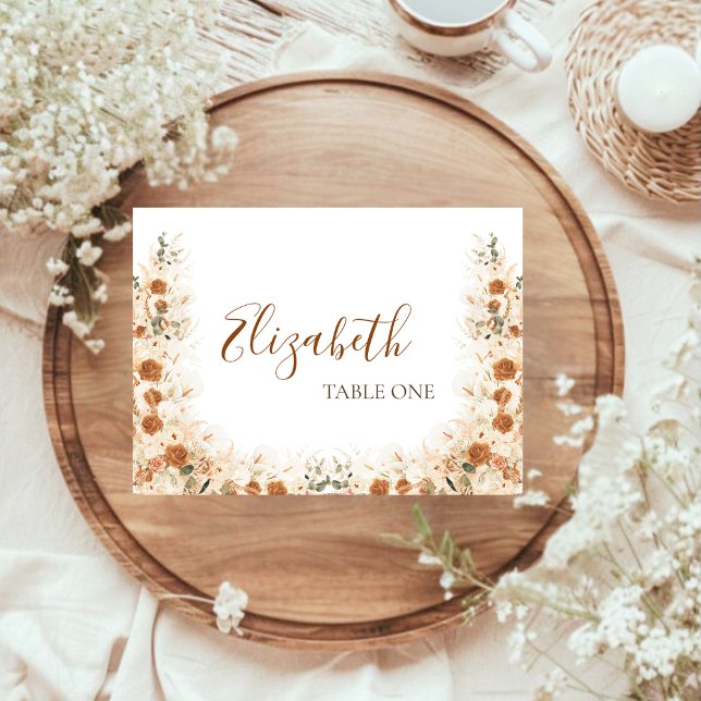 Terracotta Calla Lily Wedding | Boho Watercolor  Place Card (Creator Uploaded)