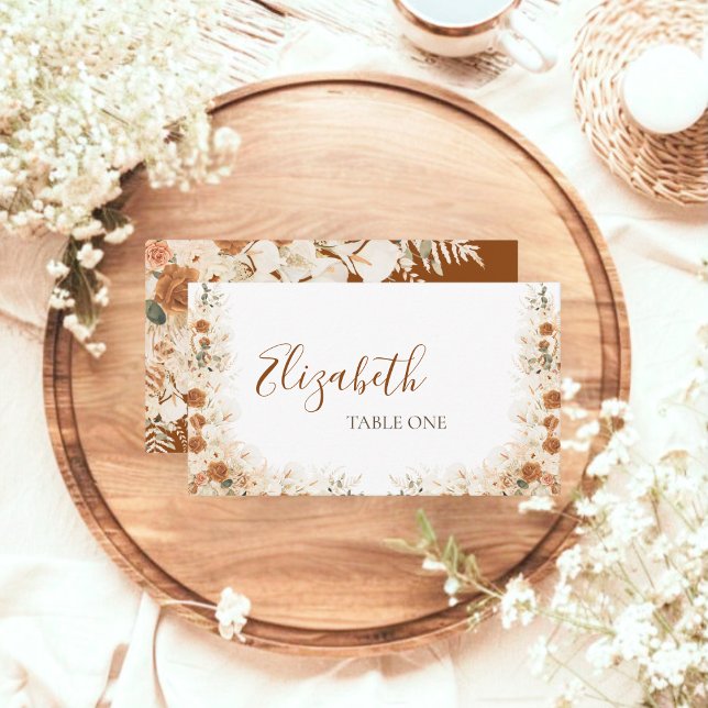 Terracotta Calla Lily Wedding | Watercolor Floral Place Card (Creator Uploaded)