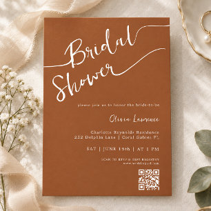 Terracotta Calligraphy Bridal Shower Invitation