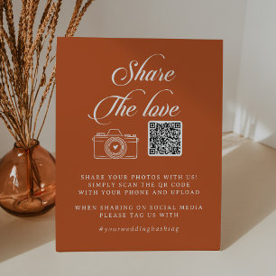 Terracotta Calligraphy Share the Love QR Code Pedestal Sign