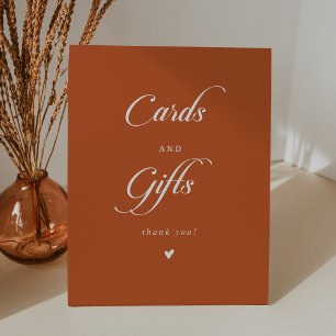 Terracotta Calligraphy Wedding Cards and Gifts Pedestal Sign