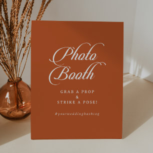 Terracotta Calligraphy Wedding Photo Booth Pedestal Sign