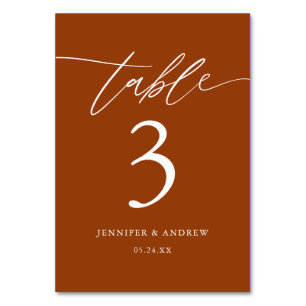 Terracotta Calligraphy Wedding Table Seating Cards