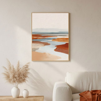 Terracotta Canyon River Abstract Wall Art