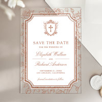 Terracotta Catholic Wedding Save the Date