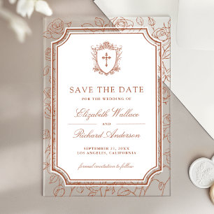 Terracotta Catholic Wedding Save the Date Acrylic Invitations