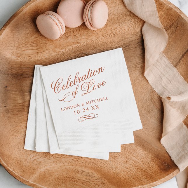 Terracotta Celebration of Love Wedding Napkin (Creator Uploaded)