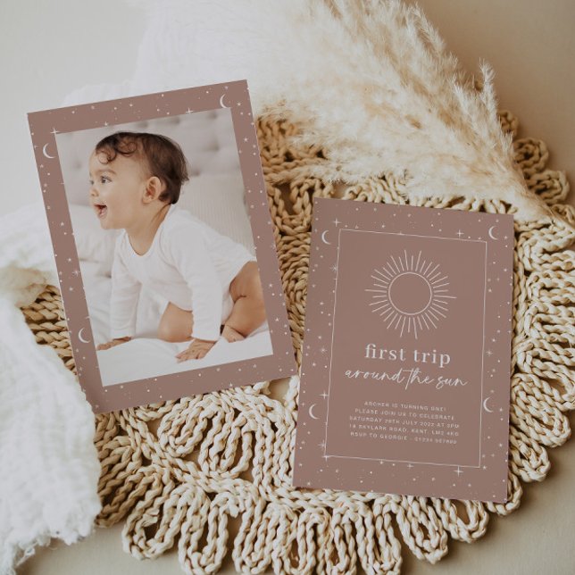 Terracotta Celestial 1st Birthday Photo Invitation (Creator Uploaded)