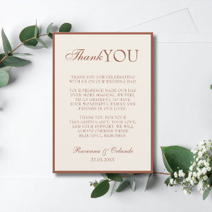 Terracotta Champagne Old Money Wedding Thank You Announcement