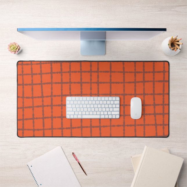 Terracotta Check Pattern Warm and Modern Desk Mat (Office 1)