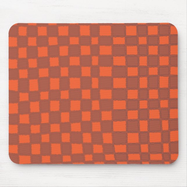 Terracotta Chequerboard Pattern Stylish and Modern Mouse Pad (Front)