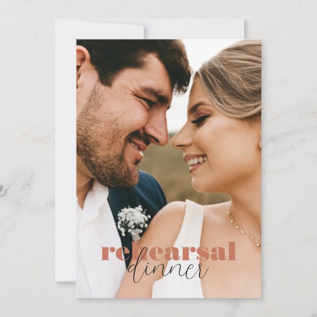 Terracotta Chic Bold Retro Script Rehearsal Dinner Invitation (Front)
