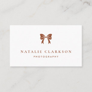 Terracotta Chic Ribbon Bow Minimalist Business Card