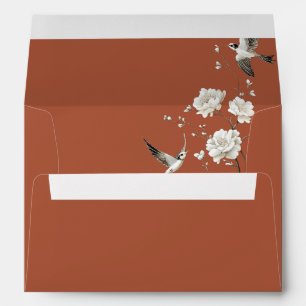 Terracotta Chinoiserie Wedding Return Address Envelope