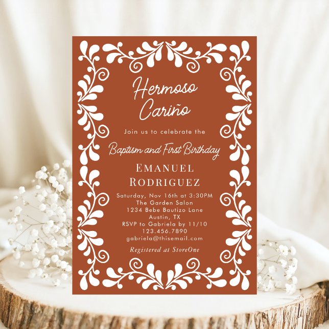 Terracotta Cielito Lindo Baptism & First Birthday Invitation (Creator Uploaded)