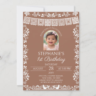 Terracotta Cielito Lindo Girl's 1st Birthday Photo Invitation
