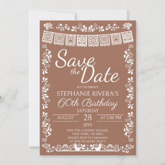 Terracotta Cielito Lindo Save the Date 60 Birthday Invitation
