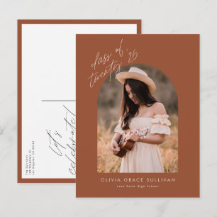 Terracotta Class of 2025 Arch Photo Graduation Invitation Postcard