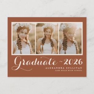 Terracotta Class of 2026 Photo Collage Graduation Announcement Postcard