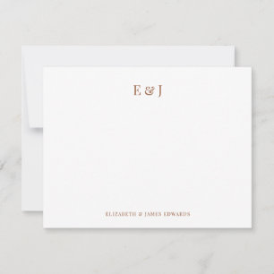 Terracotta Classic Elegant Couple Initial Monogram Card