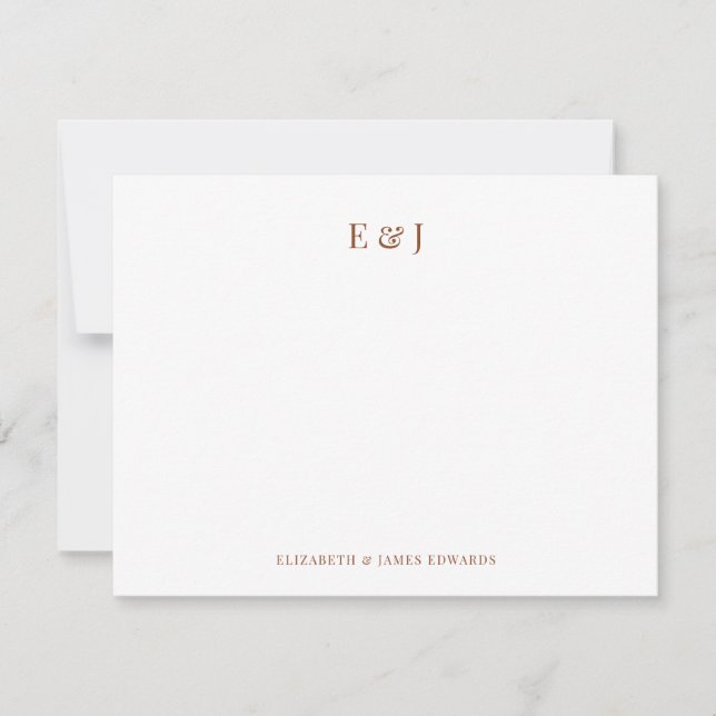 Terracotta Classic Elegant Couple Initial Monogram Card (Front)