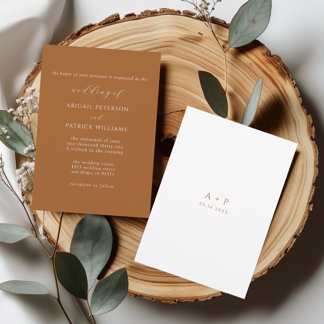 Terracotta Classic Minimal Wedding Invitation (Creator Uploaded)