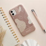 Terracotta Clay Boho Tropical Monstera Leaf iPhone 13 Case<br><div class="desc">Modern boho style design features a background of organic shapes in muted shades of sand beige and terracotta clay,  overlaid with tropical monstera leaf illustrations. Personalise with a name or monogram along the bottom.</div>