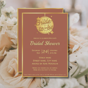 Terracotta clay gold dusty brown bridal shower invitation
