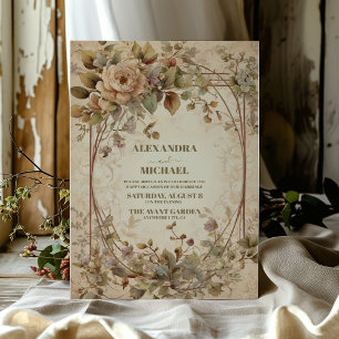 Terracotta Clay Roses Jungle Wedding Invitation