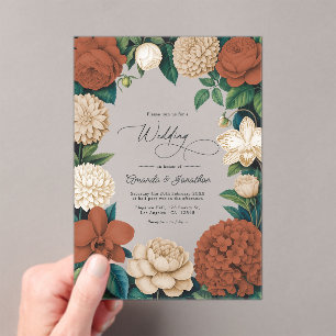 Terracotta Clay, Warm Sand & Oat Milk Wedding Acrylic Invitations