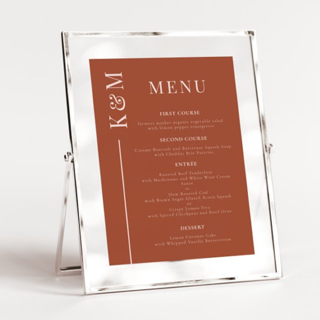 Terracotta Clean Line Wedding Dinner Menu (Creator Uploaded)