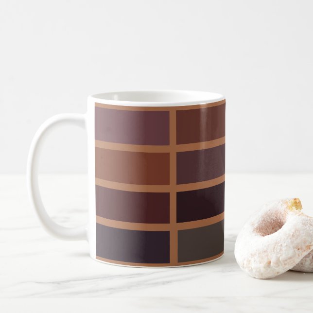 Terracotta Colourful Stripes Rust Modern Coffee Mug (With Donut)