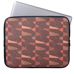 Terracotta colours waves and stars seamless patter laptop sleeve