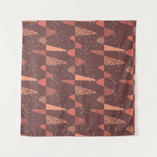 Terracotta colours waves and stars seamless patter tapestry